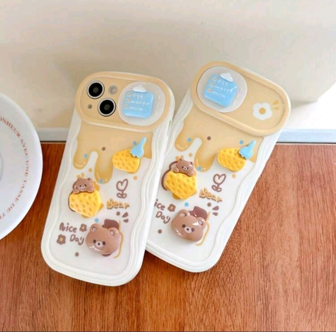Cute 3D Bear Silicone Protective Phone Case for iPhone Series (iphone 14)