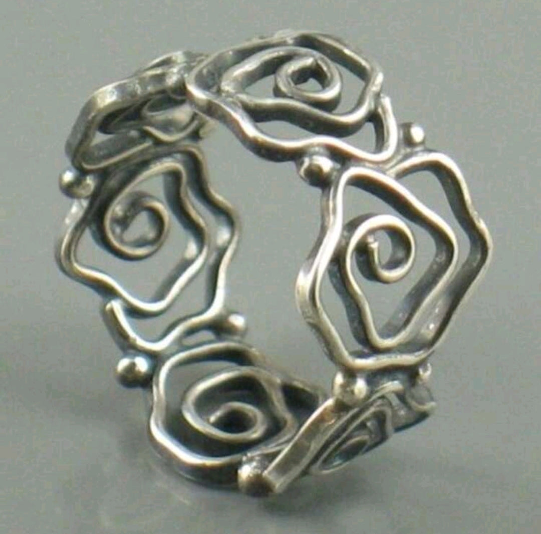 Modern Unisex Rose Design Open Ring