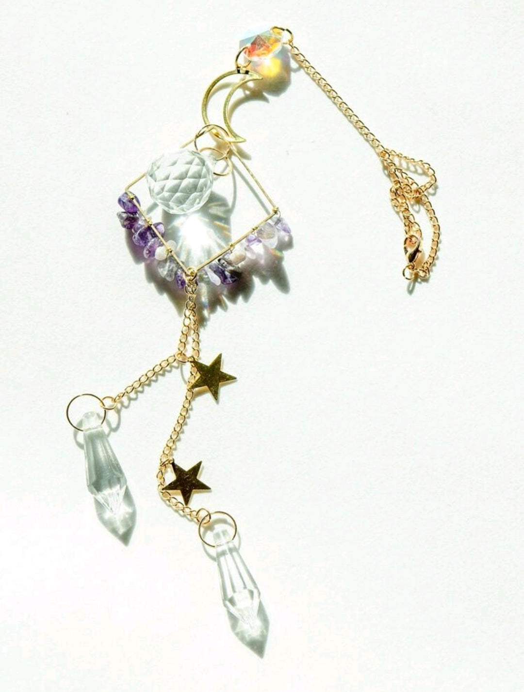 1 Piece Hanging Wall Decoration – Modern Moon with Artificial Crystal