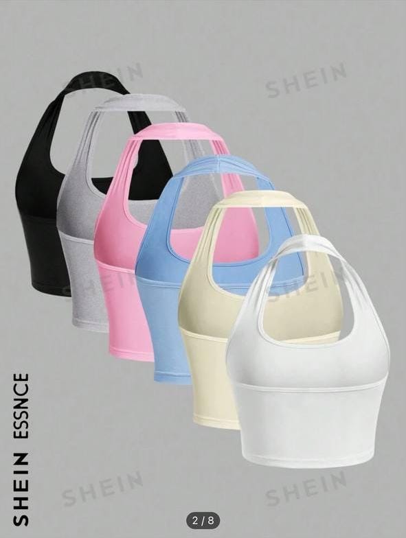 SHEIN Essnce 6-Pack Solid Color Easy-Wear Tank Tops