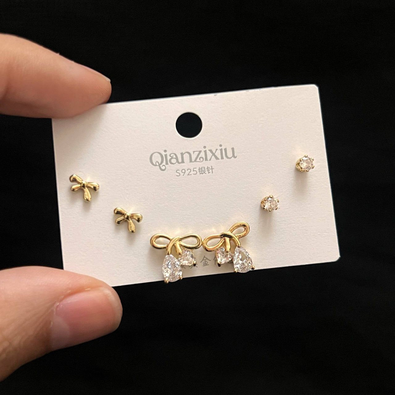 Chinese Gold Jewelry Set with Zircon Stones – 3 Pieces S1