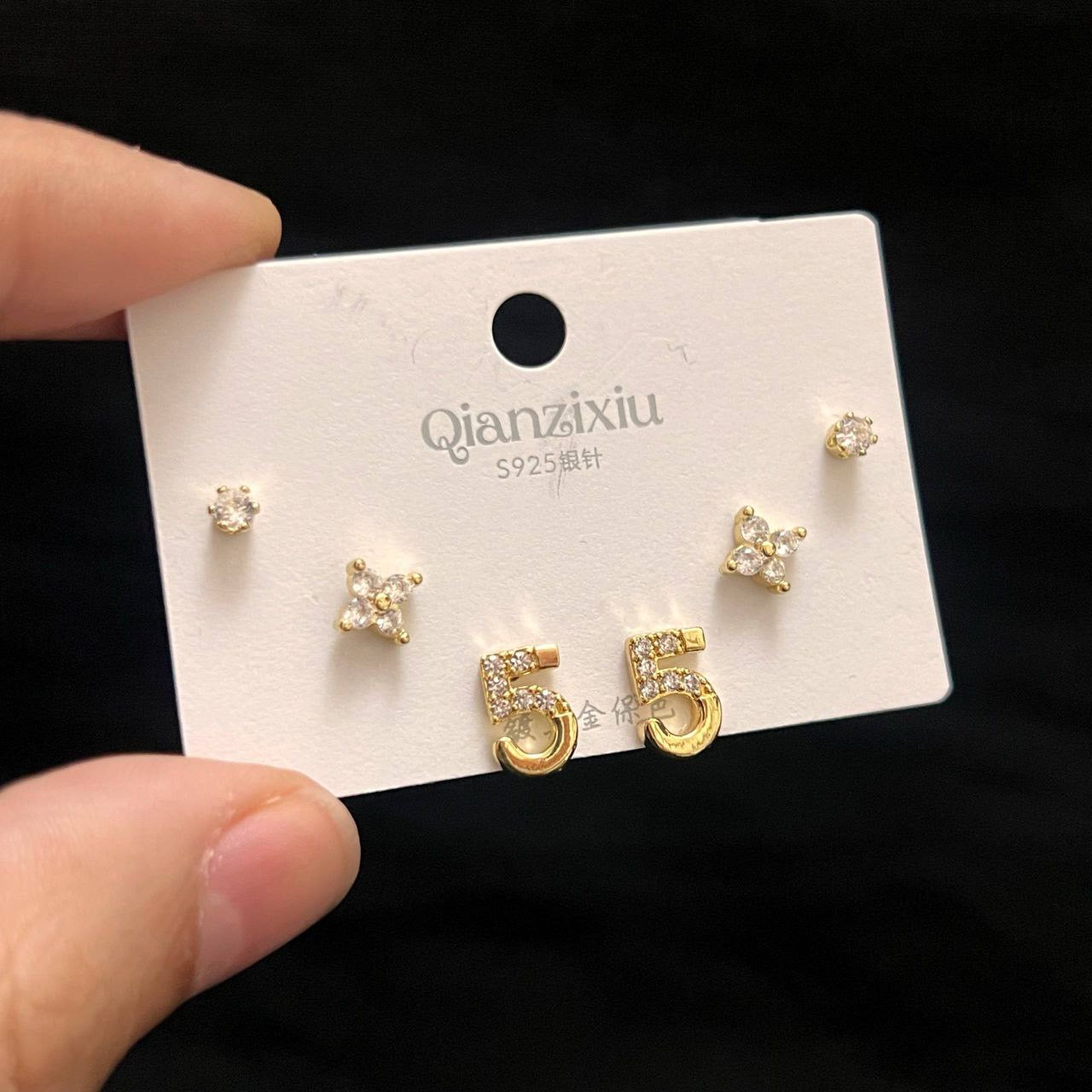 Chinese Gold Jewelry Set with Zircon Stones – 3 Pieces S1