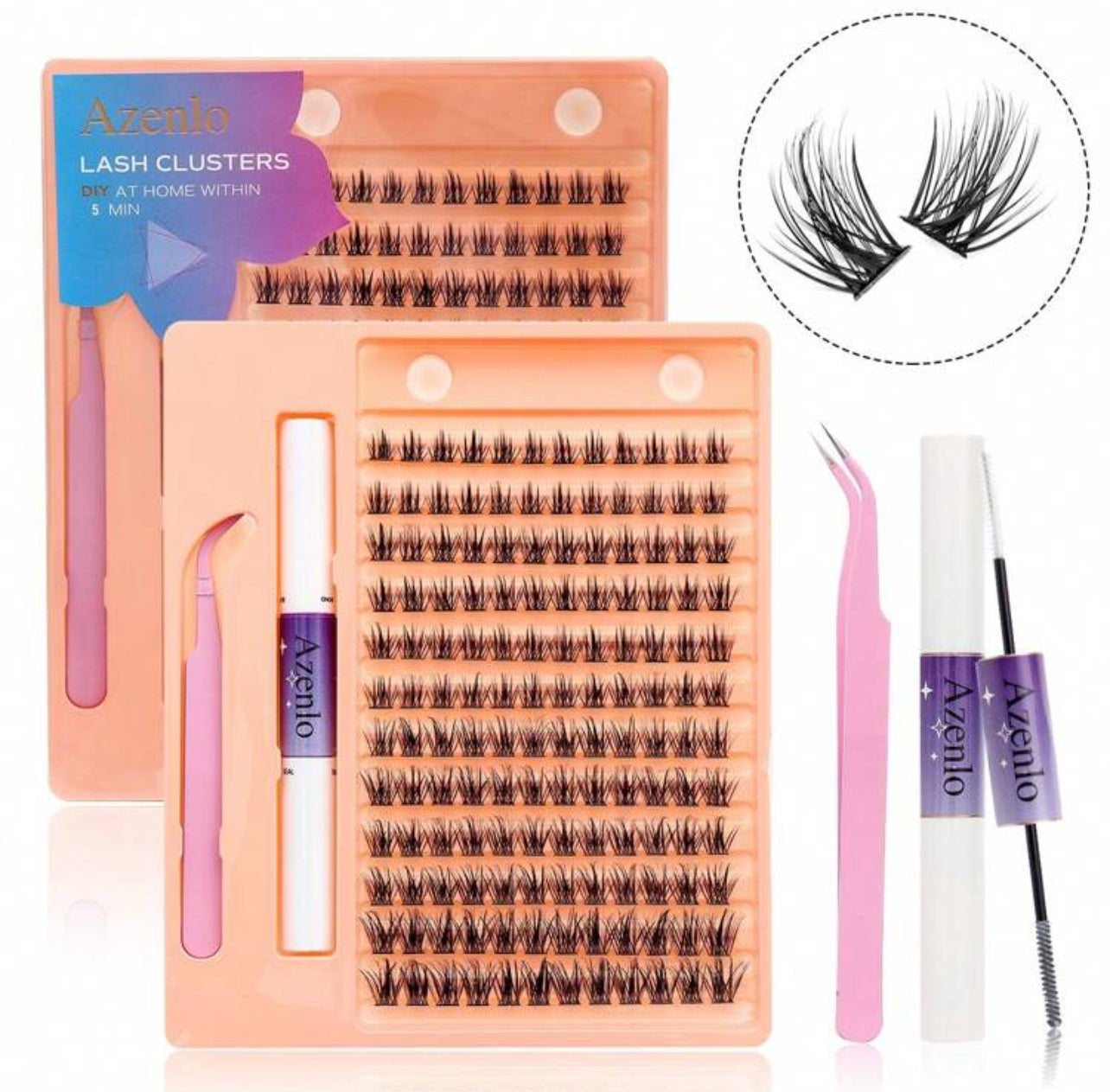 Azenlo DIY Individual Lash Extension Kit – 144 Lash Pads, Easy-Apply Tool, Strong Hold & Glue Remover (10–16mm C Curl) - MK4127
