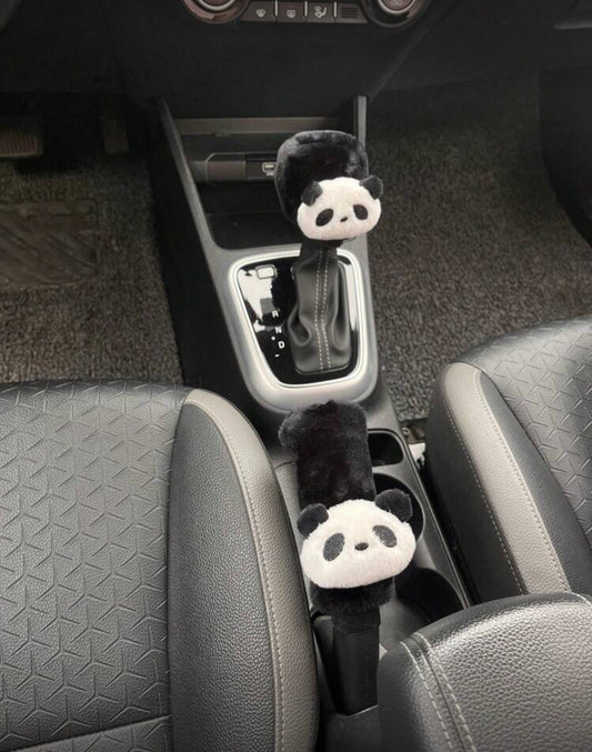 2-Piece Cartoon Print Car Interior Cover Set – Seatbelt, Handbrake & Gear Handle