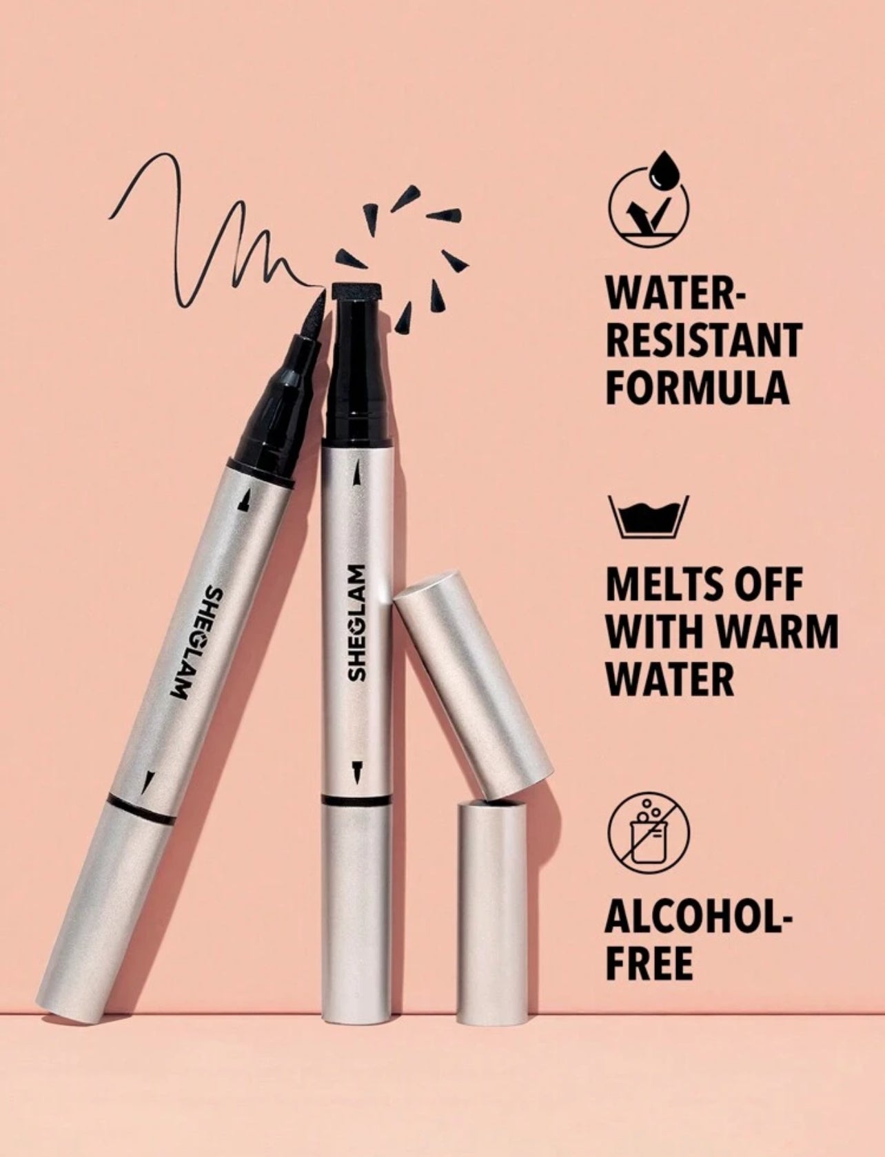 SHEGLAM Wing It 2-in-1 Waterproof Liquid Eyeliner with Wing Stamp – Smudge-proof, Long-lasting Precision Liner - MK4173