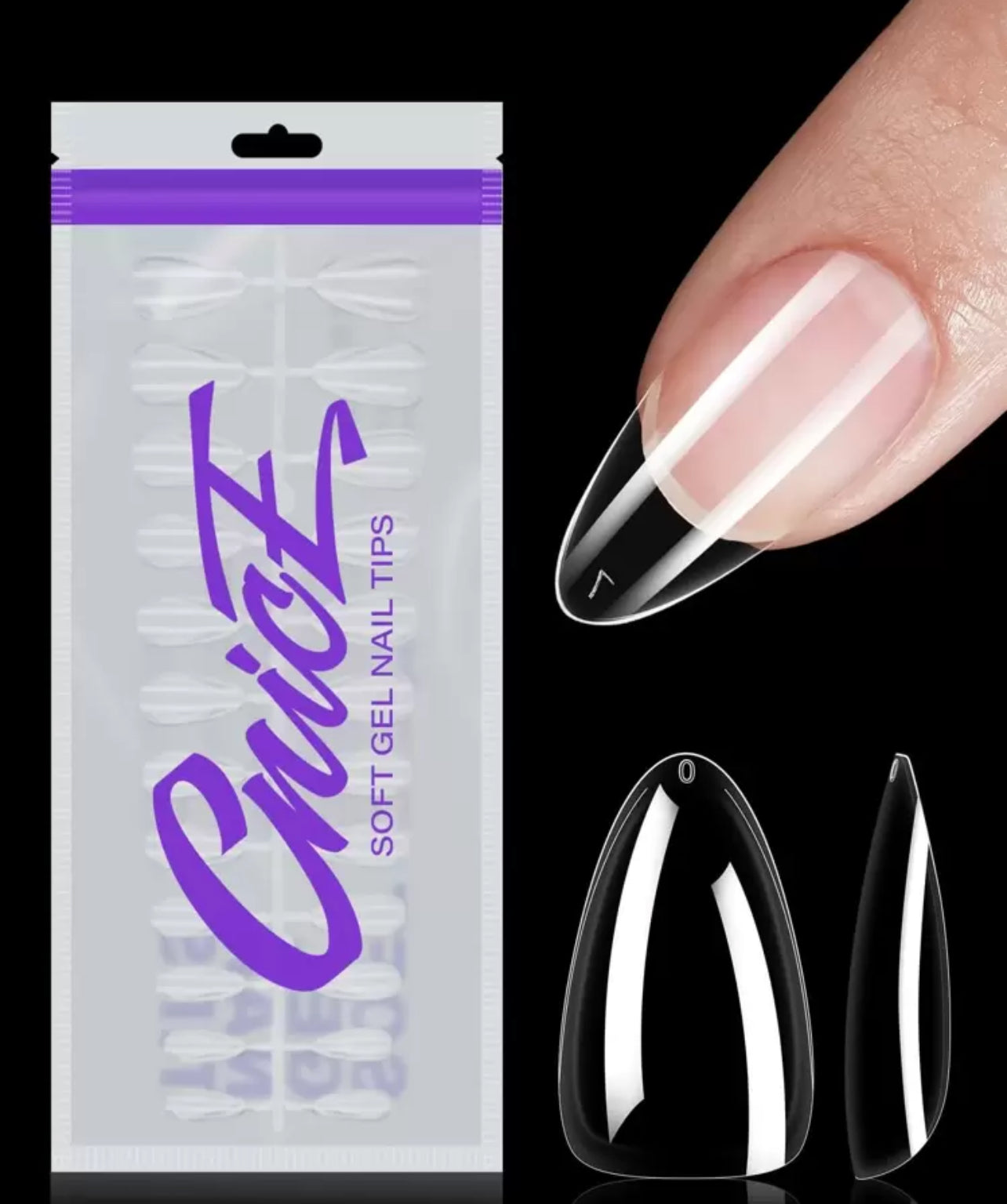 192pcs False Nail Tips Set – Coffin, Almond & Square | 12 Sizes | Clear Press-On Nails for DIY Extensions - DI6065