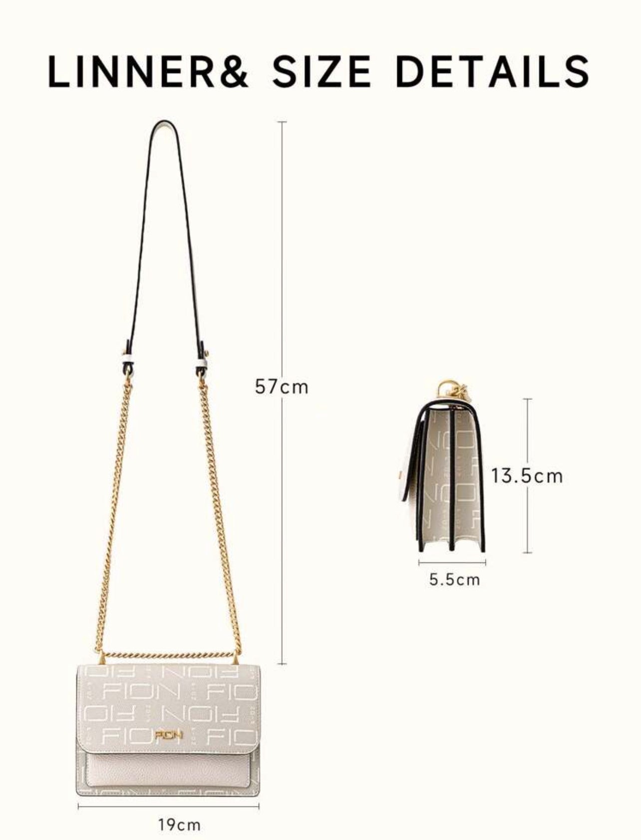 Fayon Crossbody Bag with Gold Chain - Modern and Elegant Design