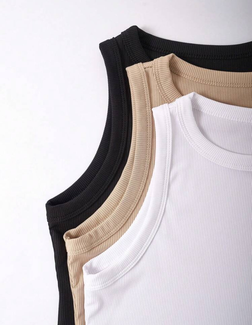 Flirla 3-Pack Ribbed Knit Tank Tops – Soft, Stretchy, Everyday Essentials - MH1165