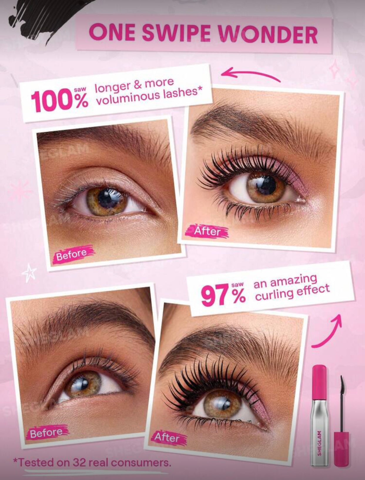 ‏SHEGLAM Lashlighter Up & Out Mascara