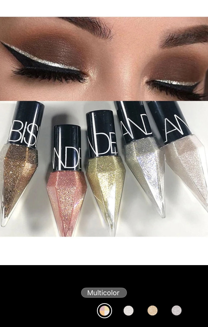 5Pcs/Set Rhinestone Shiny Eyeliner & Eyeshadow – Waterproof Glitter Liquid Liners in Silver, Rose Gold & More - MK4198