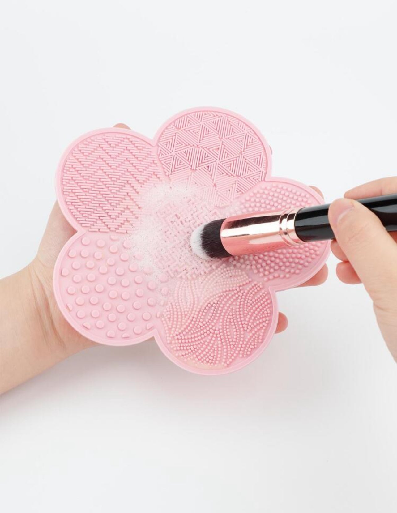 RANCAI Silicone Makeup Brush Cleaning Pad – Flower Shape, Pink - MK4114