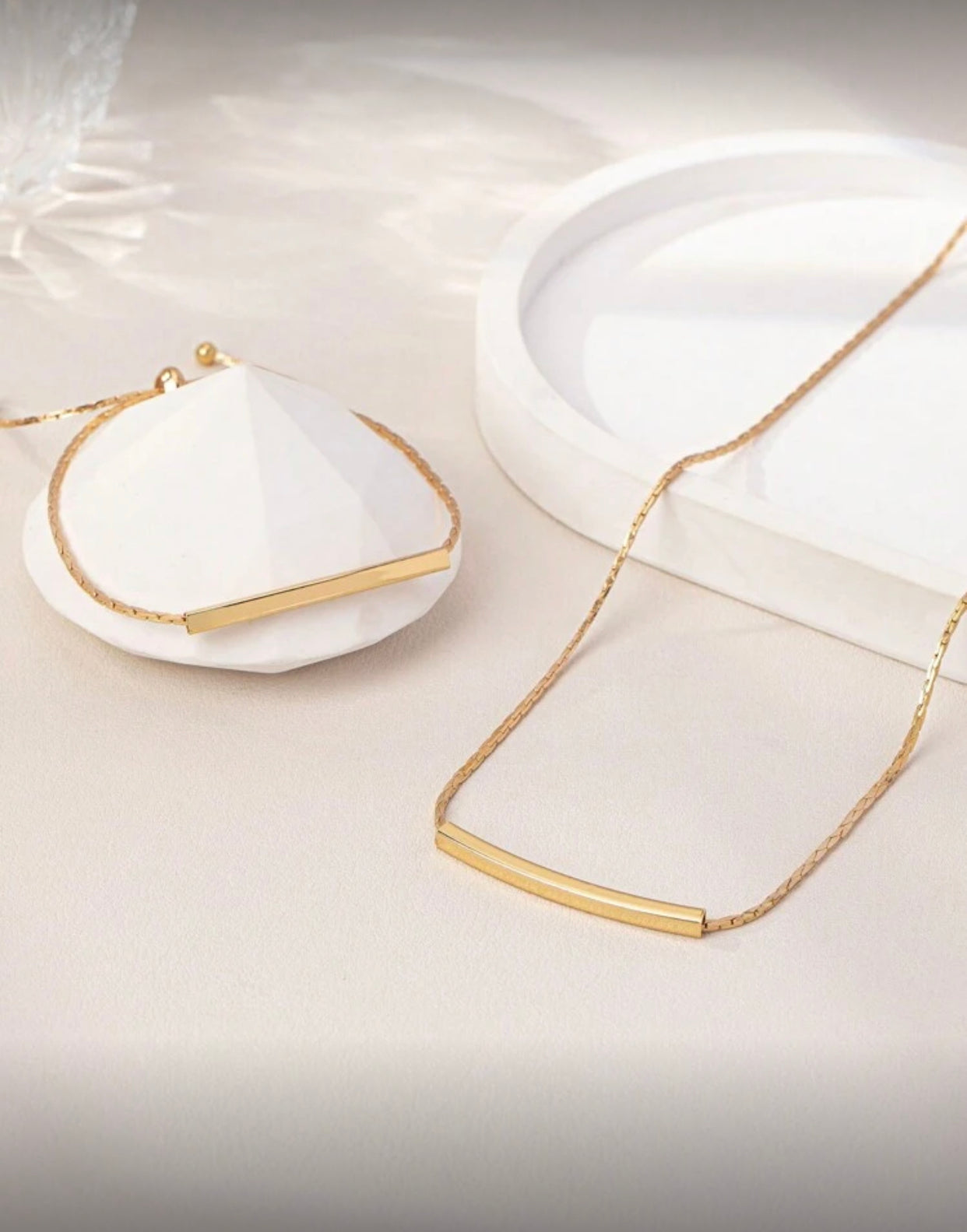 Simple Geometric Copper Necklace & Bracelet Set – Minimalist Jewelry