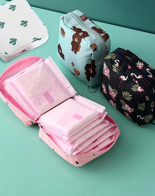 Mini Sanitary Pad Storage Pouch – Cosmetic Organizer with Zipper