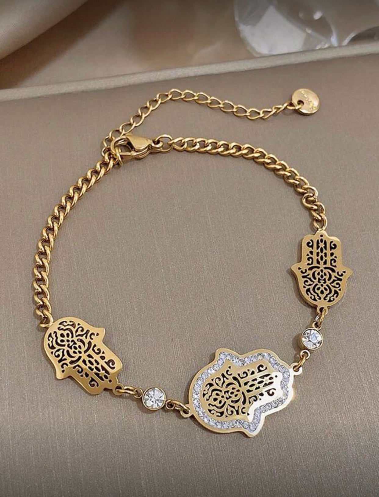 Elegant Gold Stainless Steel Palm Tree Bracelet – Women & Teen Girls