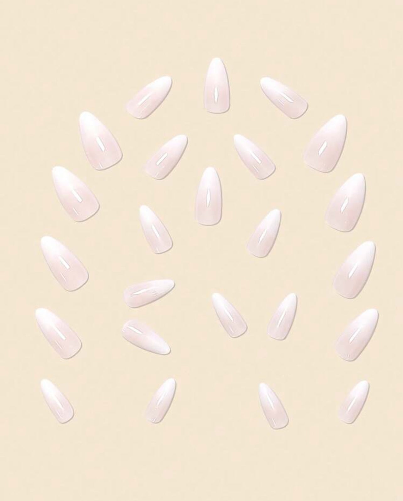 24pcs Waterdrop Gradient Press-On Nails – White to Pink Cone-Shaped Nails with Jelly Glue & Nail File - DI6015 - DI6016