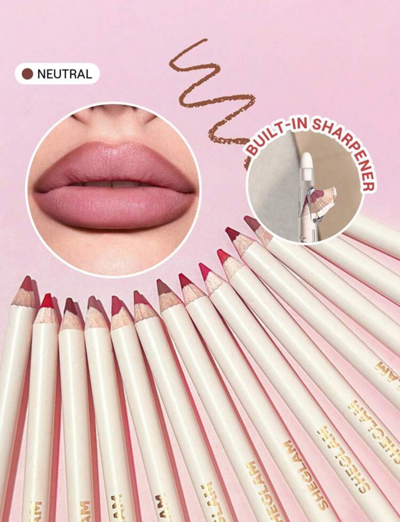 SHEGLAM Lip Liner – Contour Neutral & Rose | High-Pigment Creamy Matte Lip Definer - MK4177