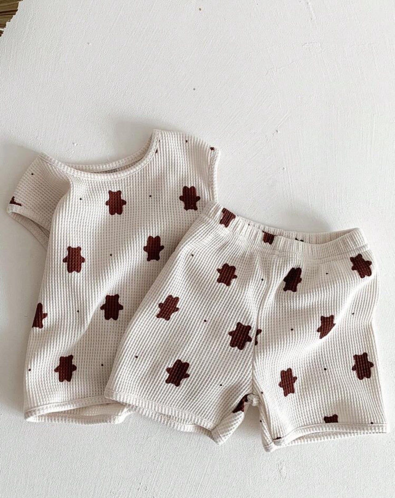 SHEIN 2-Piece Summer Bear Print Outfit for Newborns & Toddlers