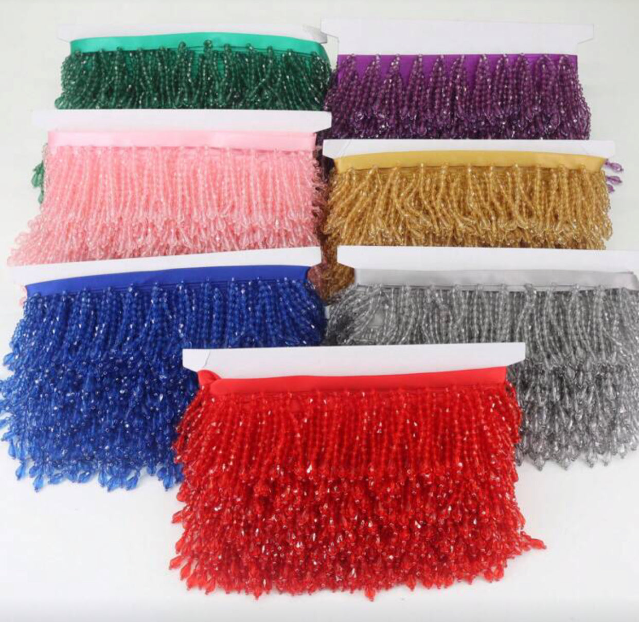 1 Yard Crystal Beaded Fringe – DIY Trim for Costumes, Dresses, Curtains & Accessories