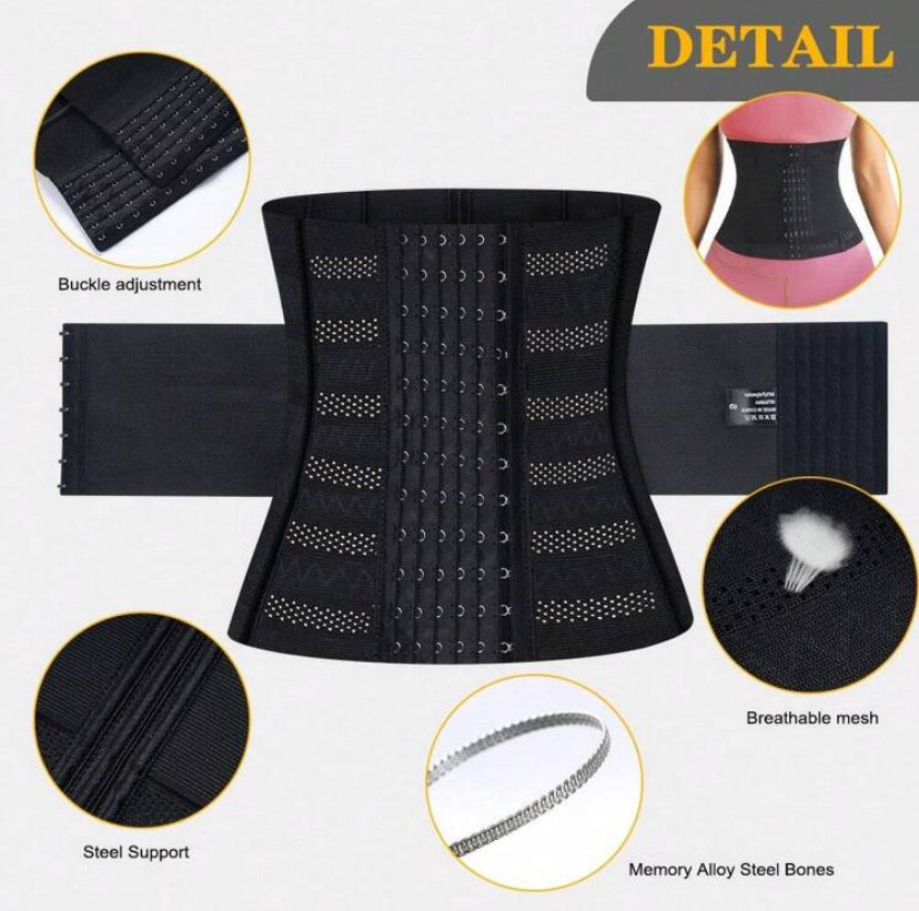 Women’s Black Mesh Breathable Abdominal Trainer Corset – Sports Waist Shaper - MH1199