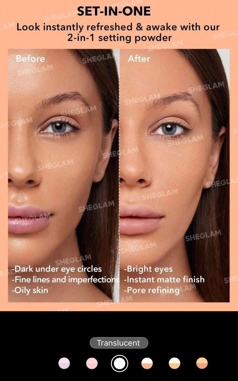 SHEGLAM Insta-Ready Face & Under Eye Setting Powder Duo – 2-in-1 Brightening & Matte Waterproof Powder