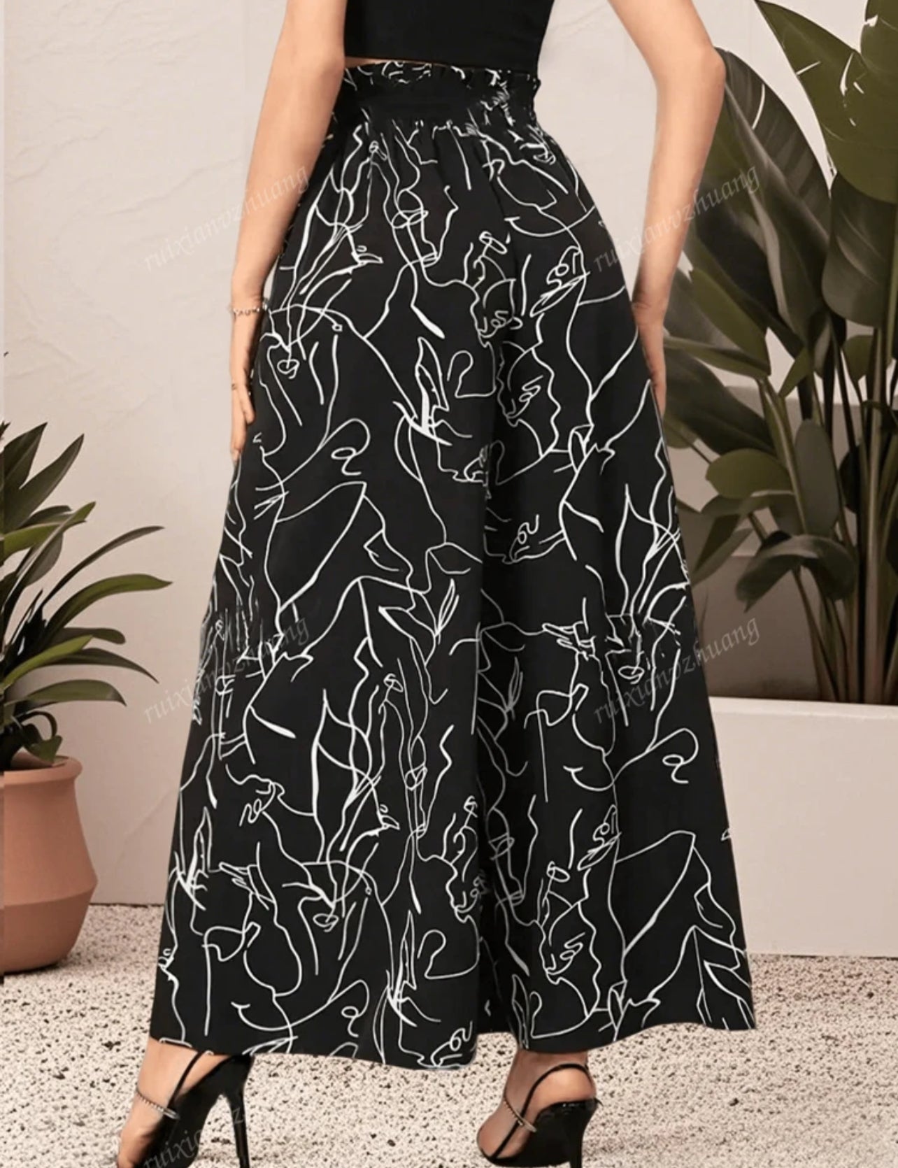 Wide-Leg Pants with Abstract Print – Rider Style