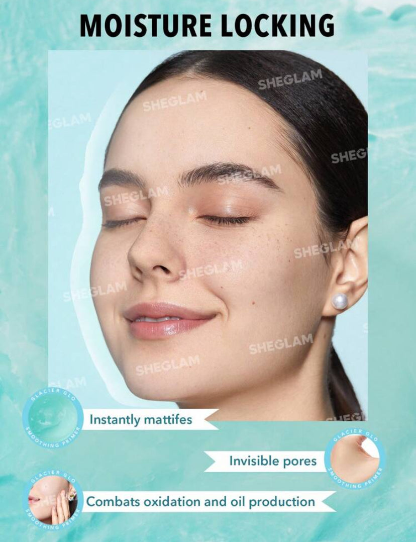 SHEGLAM Glacier Glo Smoothing Primer | Long-Lasting Hydrating & Pore-Blurring Face Primer - MK4184