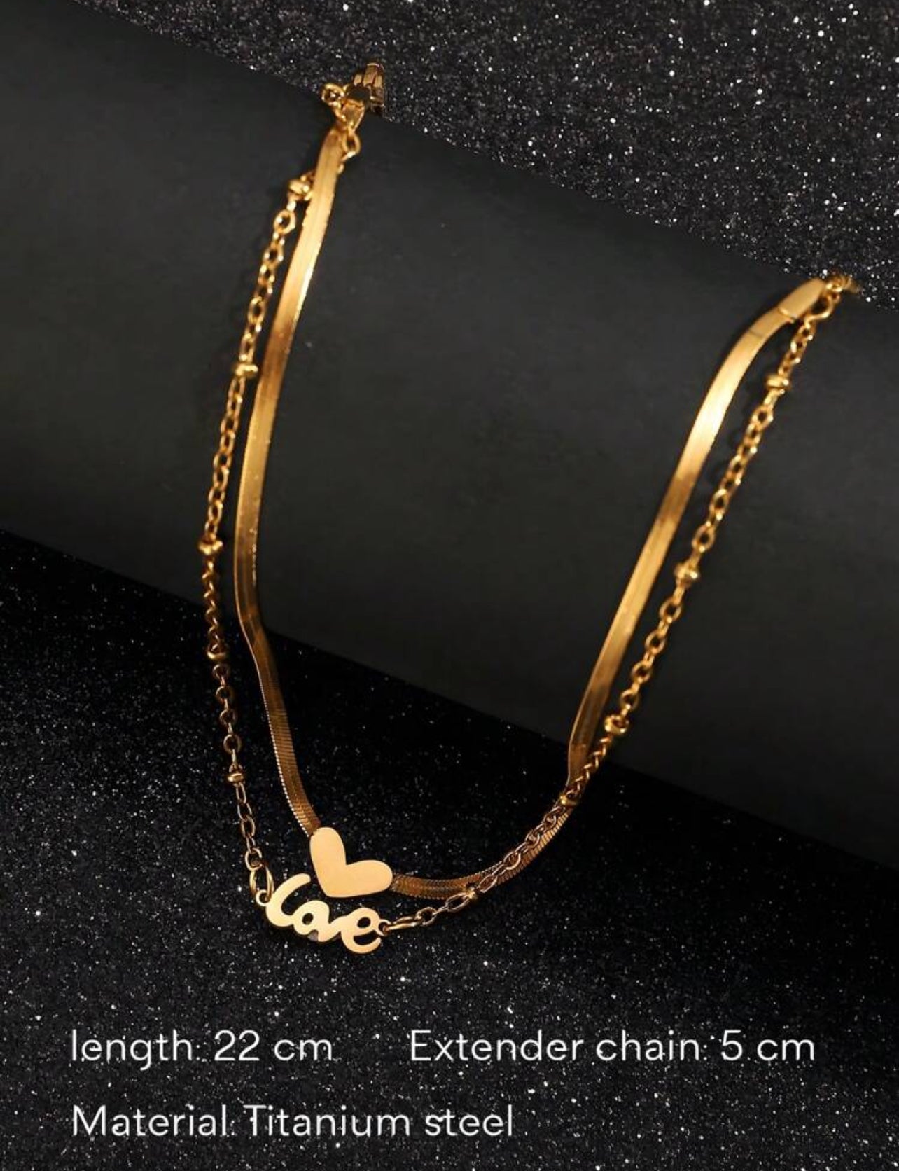 High-Quality Double-Layer “Love” Anklet – Titanium Steel, 18K Gold Plated Letters, Minimalist Design