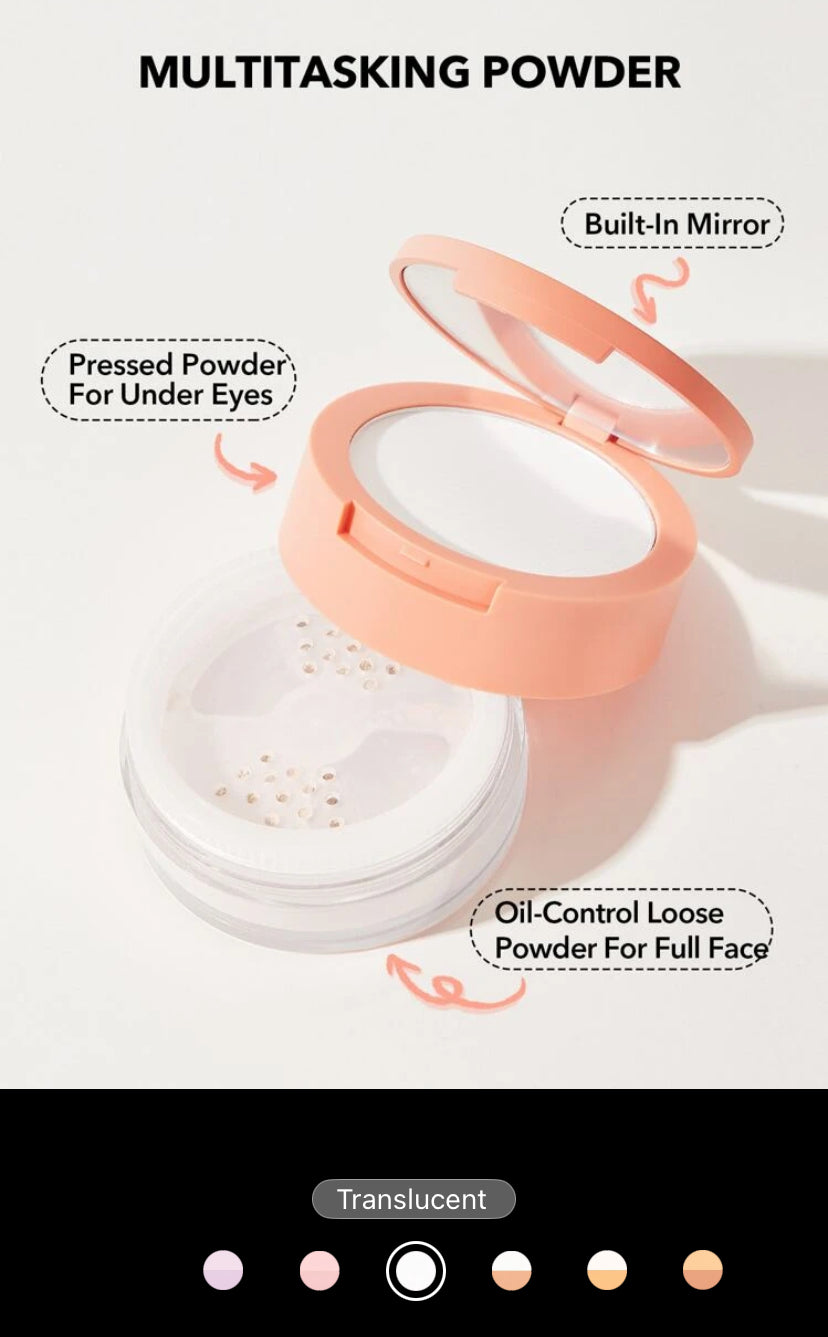 SHEGLAM Insta-Ready Face & Under Eye Setting Powder Duo – 2-in-1 Brightening & Matte Waterproof Powder