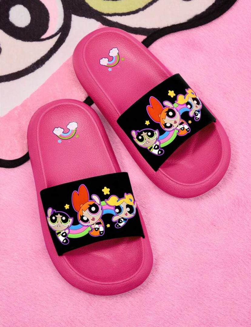 The Powerpuff Girls x SHEIN Women’s EVA Slippers – Cute Blossom, Bubbles & Buttercup Pattern - K2009