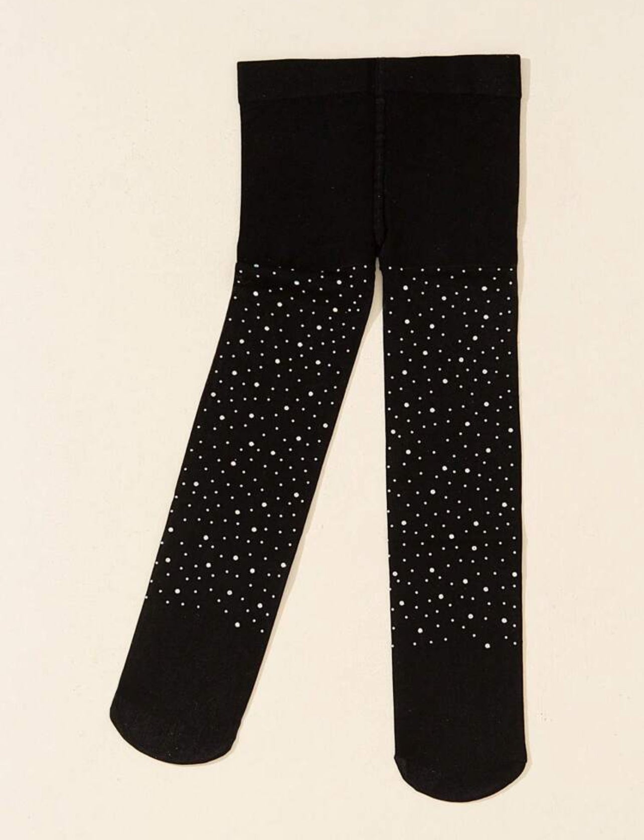 1pc Girls’ Black Shiny Leggings – Gemstone Embellished, Daily & Holiday Wear