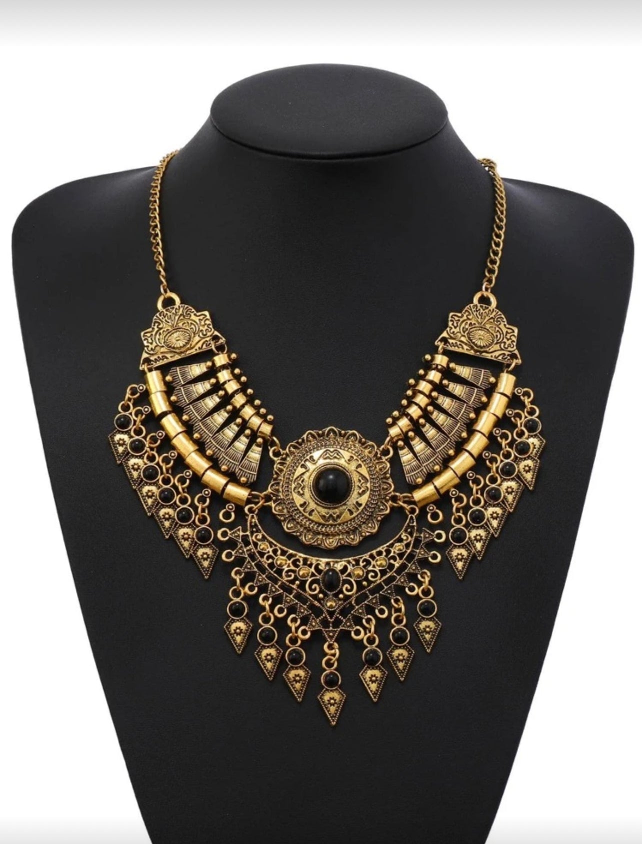 Geometric Pendant Necklace with Tassel