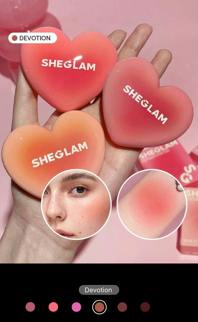 SHEGLAM Playing Cupid Cream Blush – | 7-Shade Heart Cream for Cheeks & Lips - MK4232