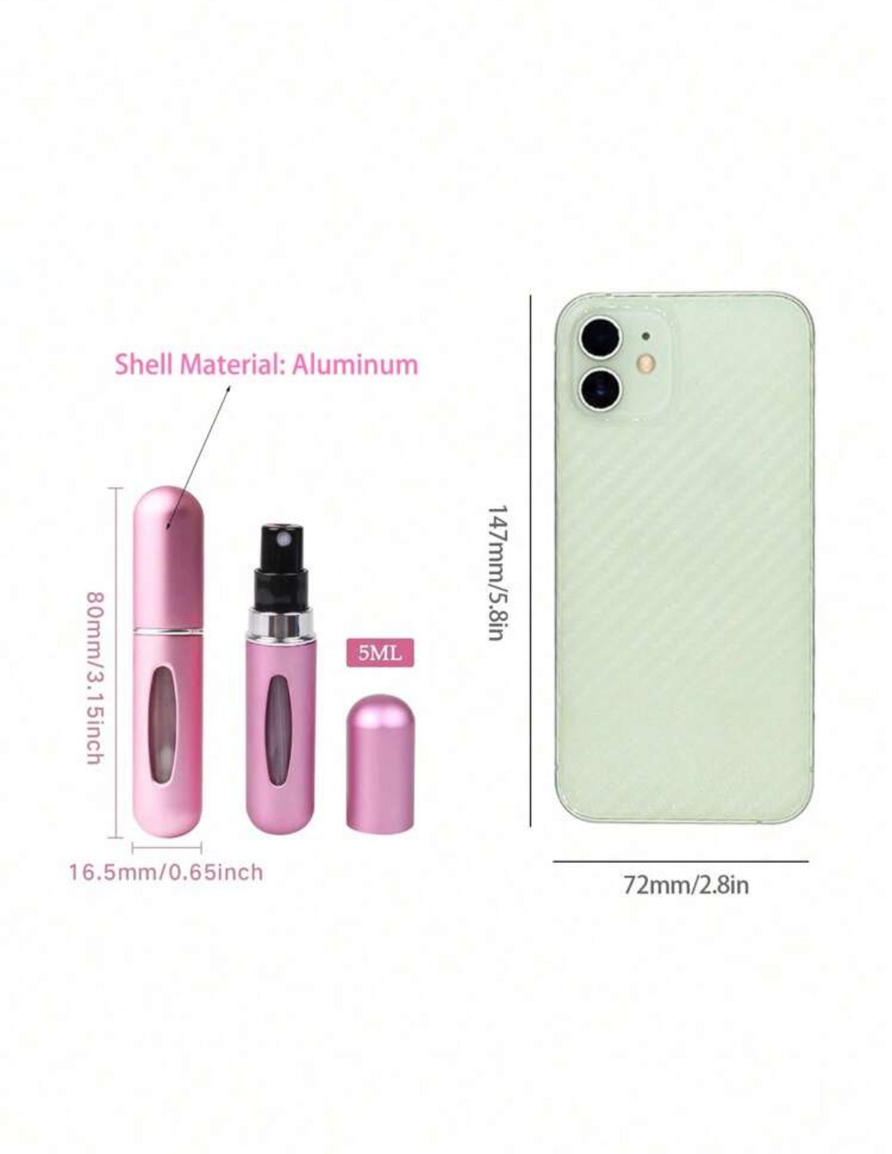 Mini Perfume Spray Bottles – 5ml (Set of 5) – Colorful Refillable Atomizers - MK4101