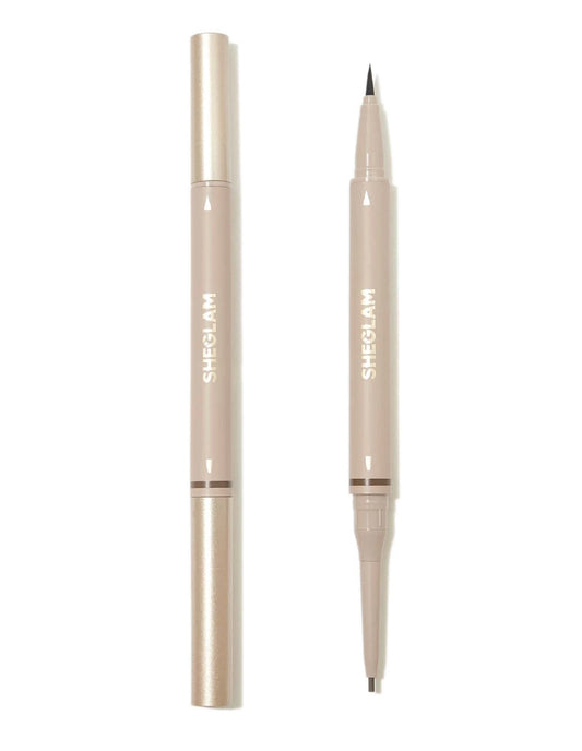 SHEGLAM Brows On Demand 2-In-1 Brow Pencil – Taupe | Waterproof Brow Pen & Cream Gel - MK4187