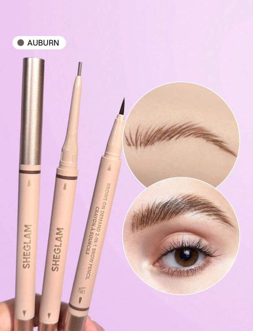SHEGLAM Brows On Demand 2-In-1 Brow Pencil – Taupe | Waterproof Brow Pen & Cream Gel - MK4187