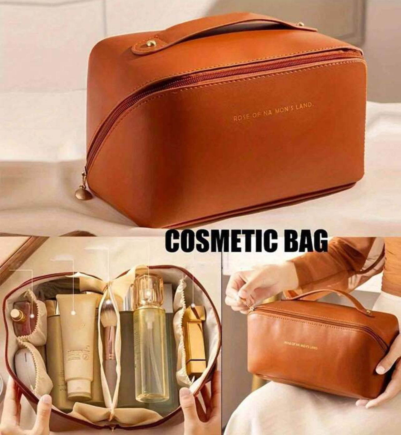 Portable Makeup Brush Bag – Handheld Cosmetic Case & Travel Toiletry Organizer