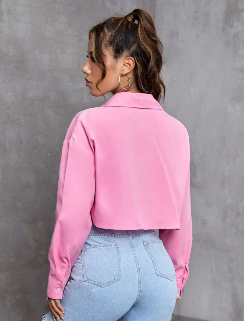 SHEIN EZwear Solid Drop Shoulder Shirt – Casual Women’s Top - MH1120