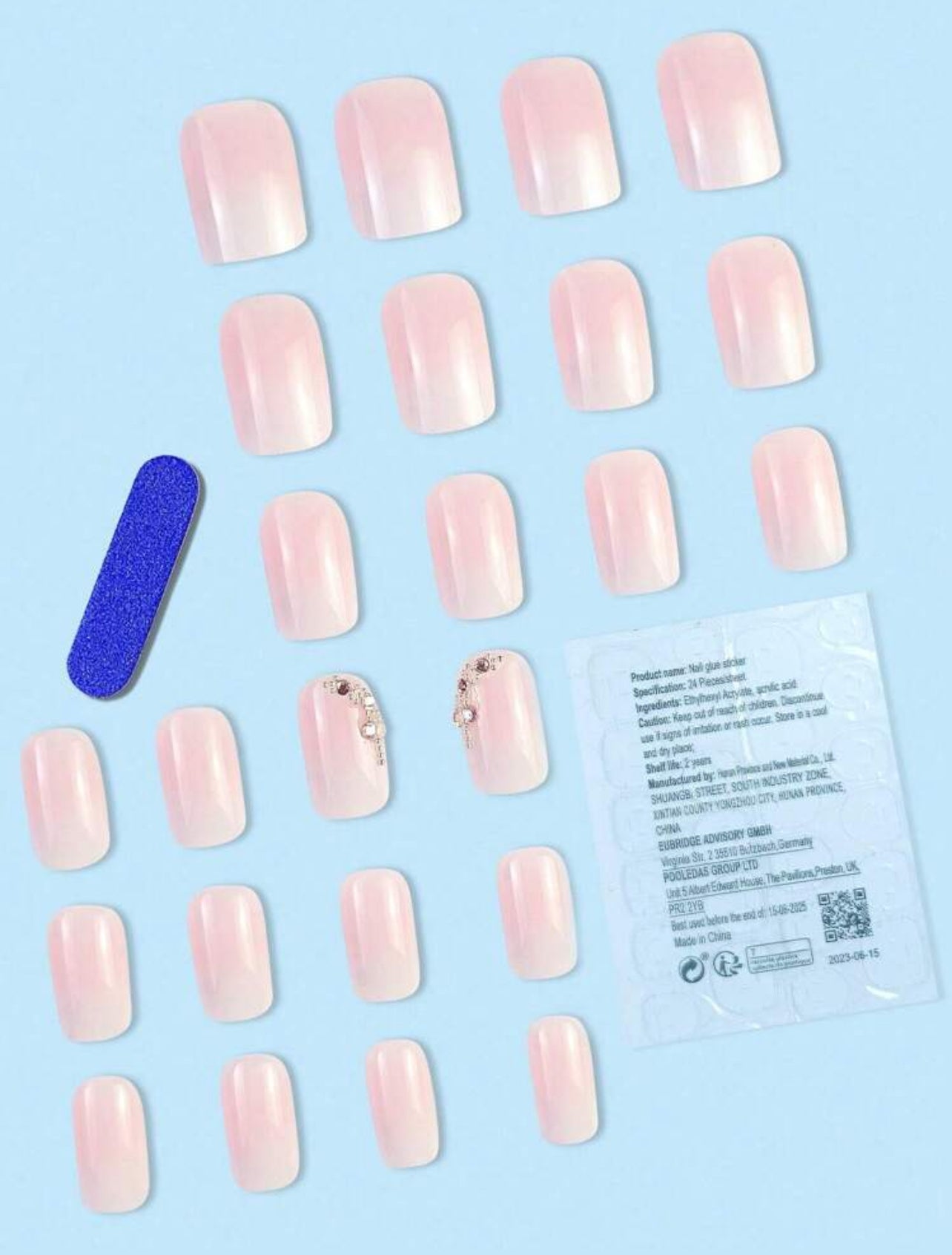24pcs Gradient Strip Press-On Nails – Full Cover for Women & Girls