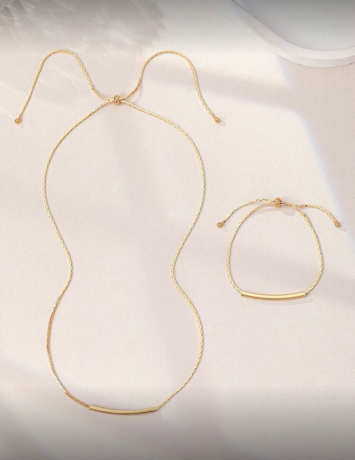 Simple Geometric Copper Necklace & Bracelet Set – Minimalist Jewelry