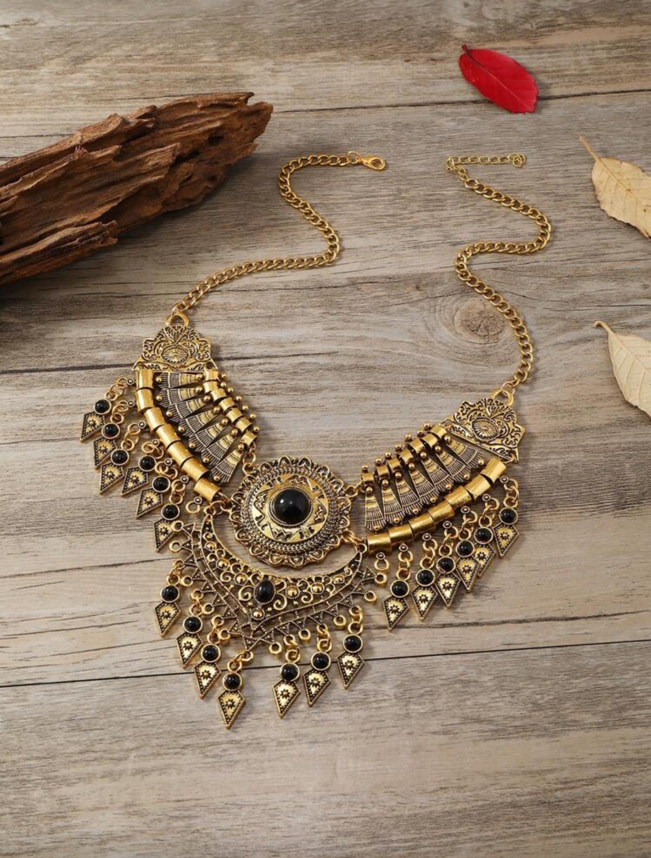 Geometric Pendant Necklace with Tassel