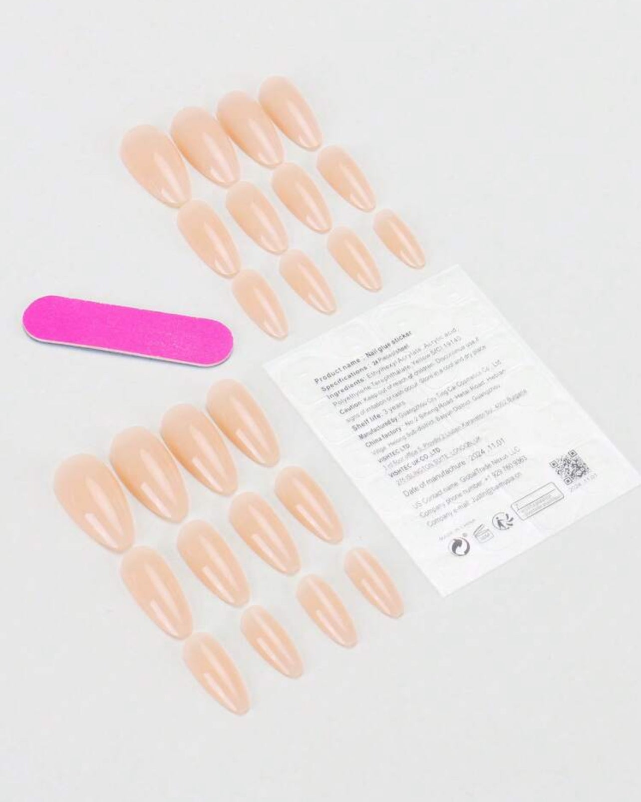 24pcs Short Slanted Water Gradient Press-On Nails – French Milky Style - DI6012 - DI6014