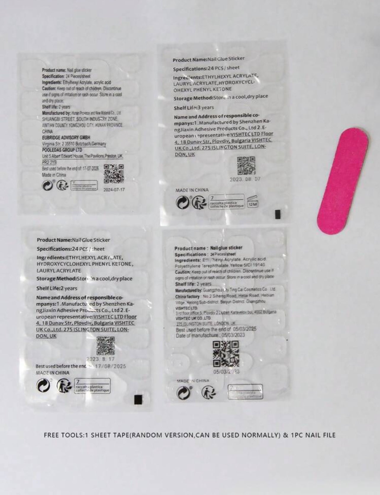 24pcs Press-On Nails with Floral Design + 1 Sheet Nail Adhesive Tabs - DI6035 - DI6037