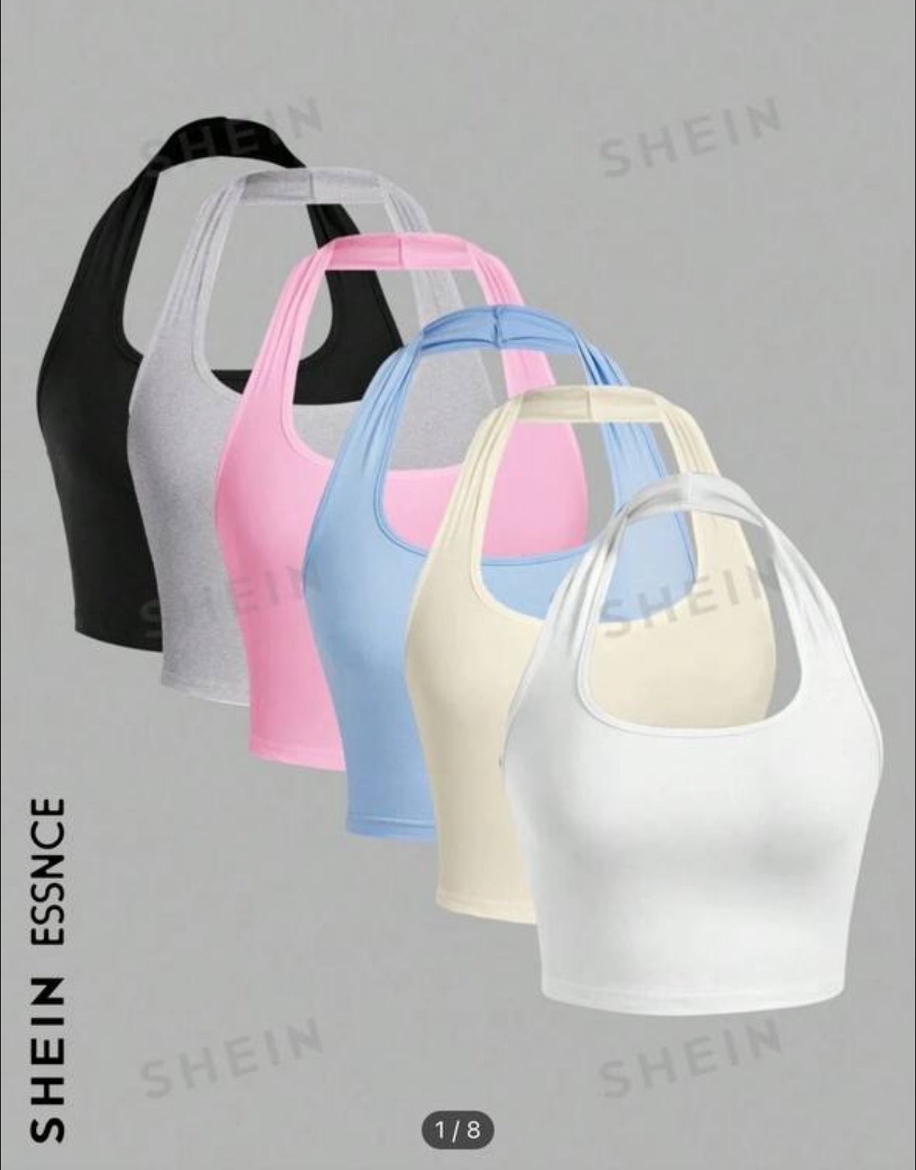 SHEIN Essnce 6-Pack Solid Color Easy-Wear Tank Tops