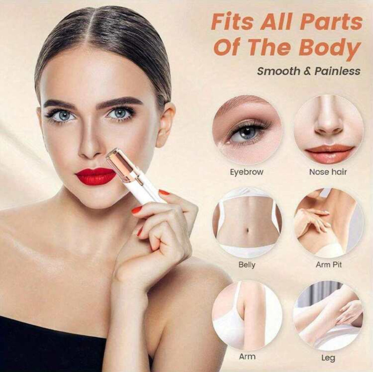 Women’s Facial Hair Remover – Portable USB Rechargeable Electric Shaver (Gold & White)