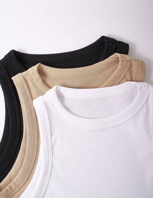Flirla 3-Pack Ribbed Knit Tank Tops – Soft, Stretchy, Everyday Essentials - MH1165