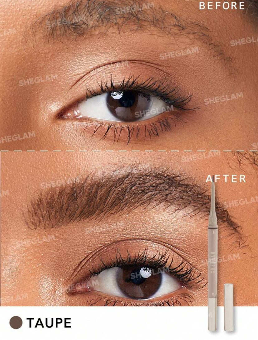 SHEGLAM Brows On Demand 2-In-1 Brow Pencil – Taupe | Waterproof Brow Pen & Cream Gel - MK4187