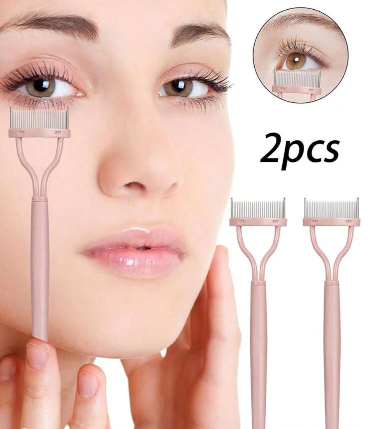 Stainless Steel Eyelash Comb – 2pcs Straight Handle Lash Separator - MK4053