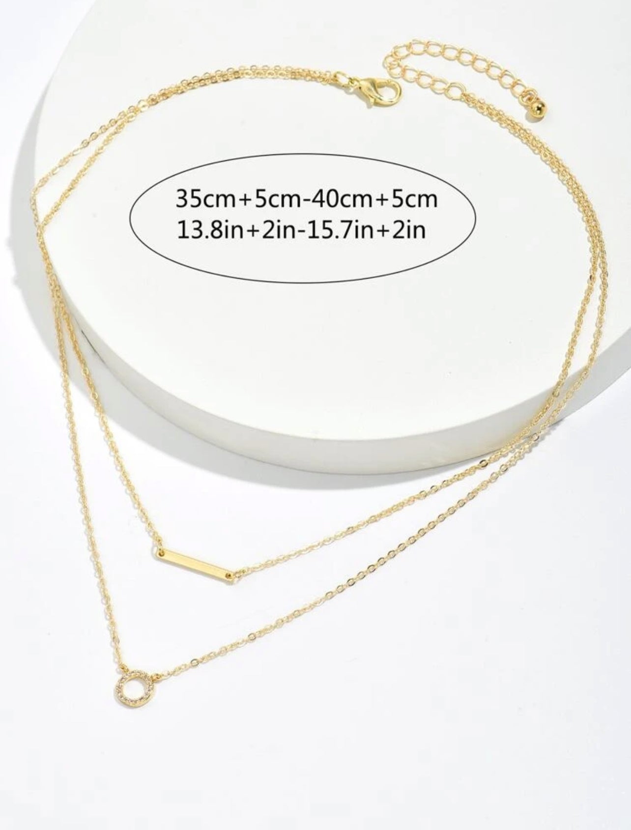 1pc Geometric Pendant Layered Necklace with Rhinestone – Stainless Steel Jewelry