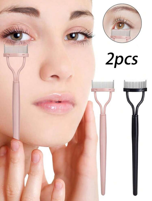 Stainless Steel Eyelash Comb – 2pcs Straight Handle Lash Separator - MK4053
