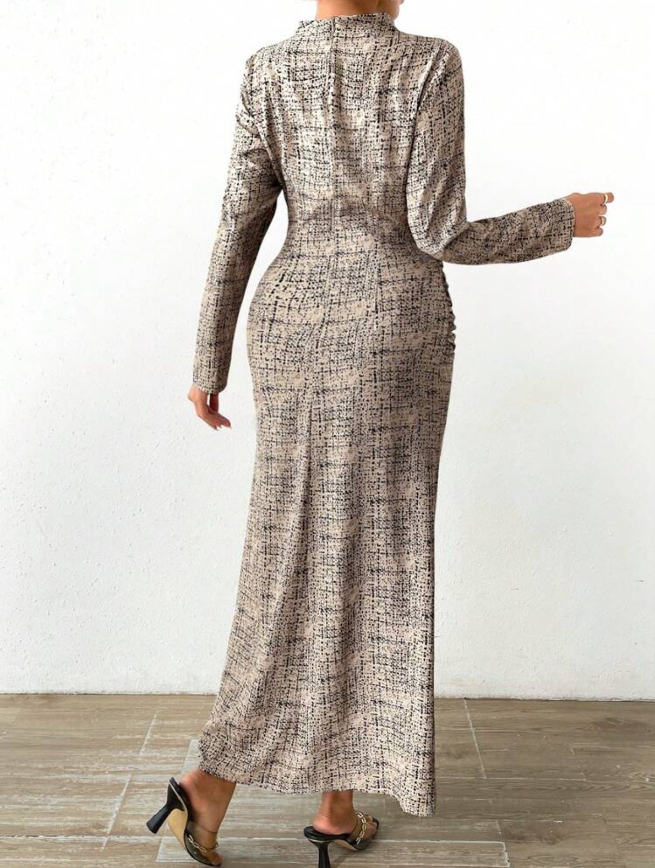 Printed Stand Collar Dress | SHEIN